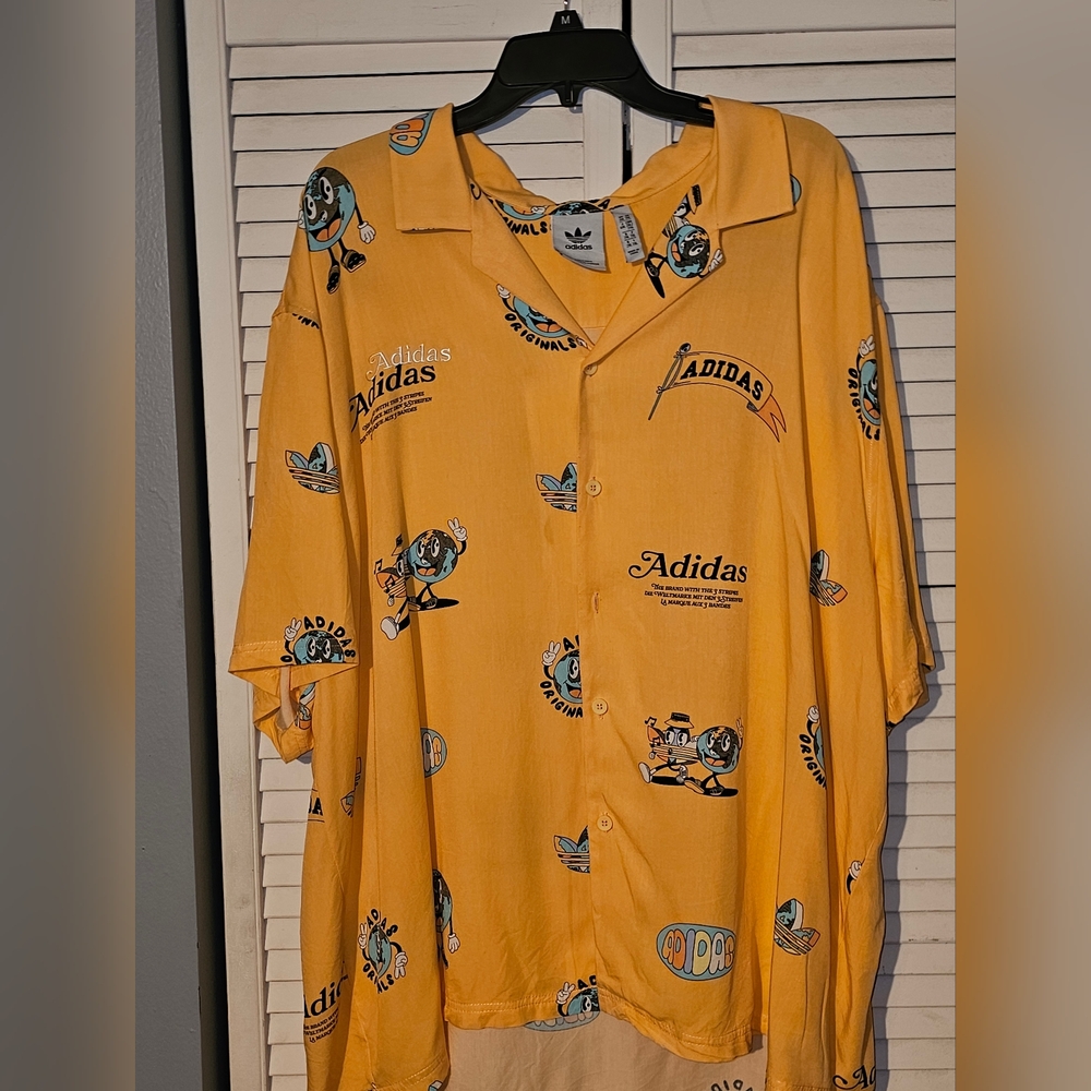 adidas Originals Yellow Graphic Button Down Shirt